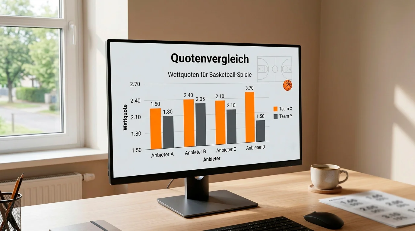 NBA Quoten Vergleich zwischen verschiedenen Wettanbietern auf einem Bildschirm
